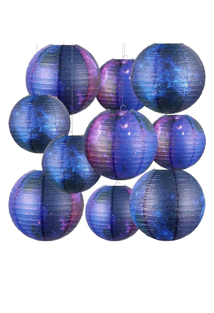 Hortsun Galaxy Paper Hanging Lanterns Space Party 10 Pcs